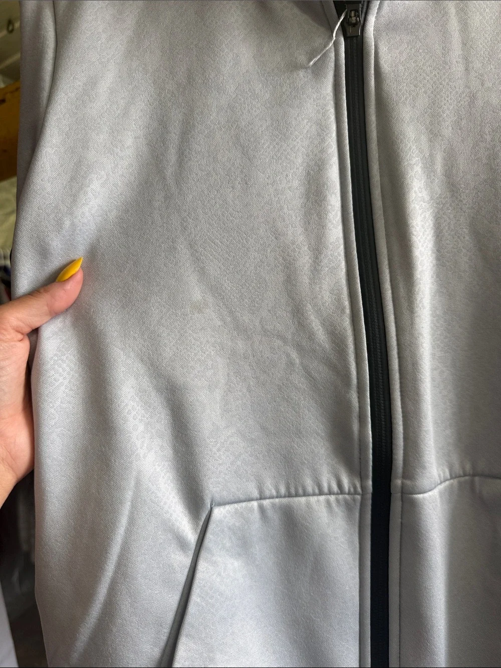 Nike women’s Light Gray and Black Full-Zip Performance Jacket
